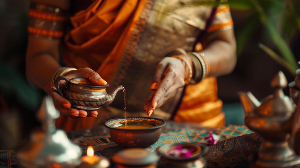 woman drinking healthy tea